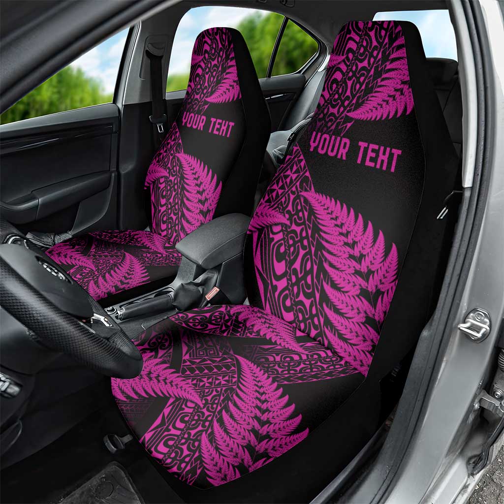 New Zealand Rugby Pacific Personalised Car Seat Cover All Pink Maori Pasifika Fern Pattern