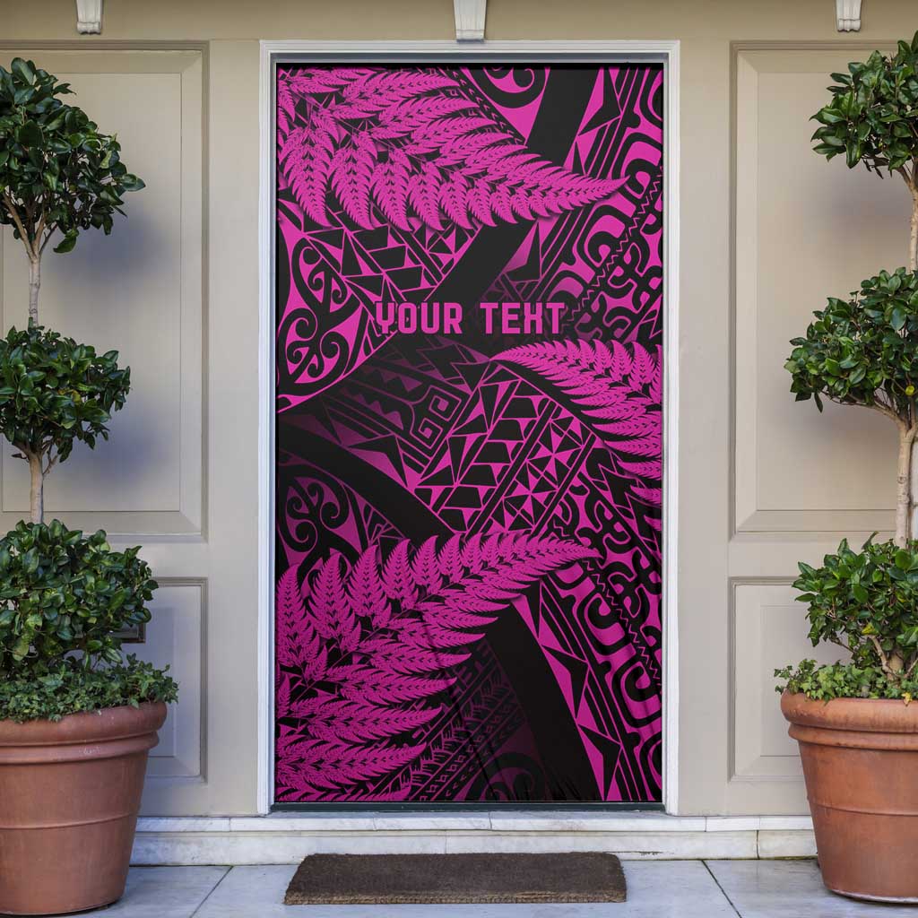 New Zealand Rugby Pacific Personalised Door Cover All Pink Maori Pasifika Fern Pattern - Polynesian Pride
