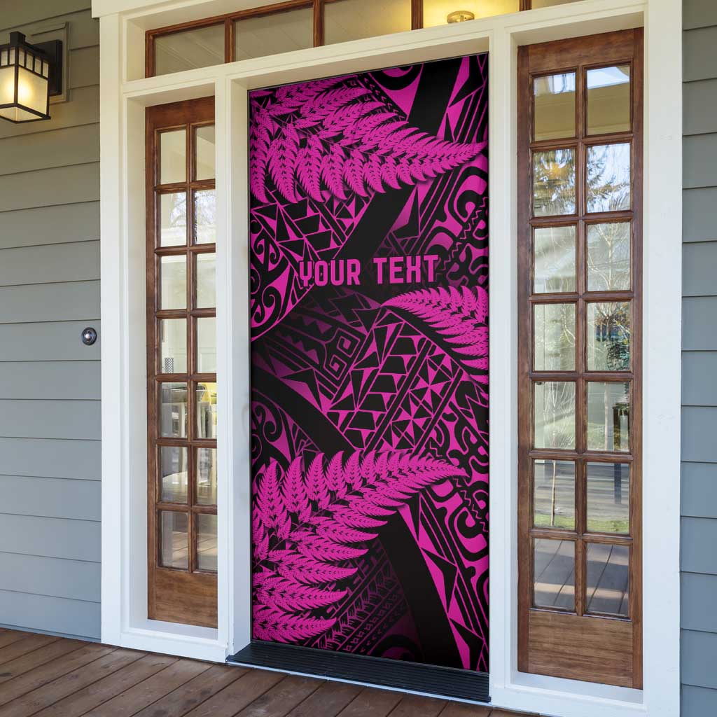 New Zealand Rugby Pacific Personalised Door Cover All Pink Maori Pasifika Fern Pattern - Polynesian Pride