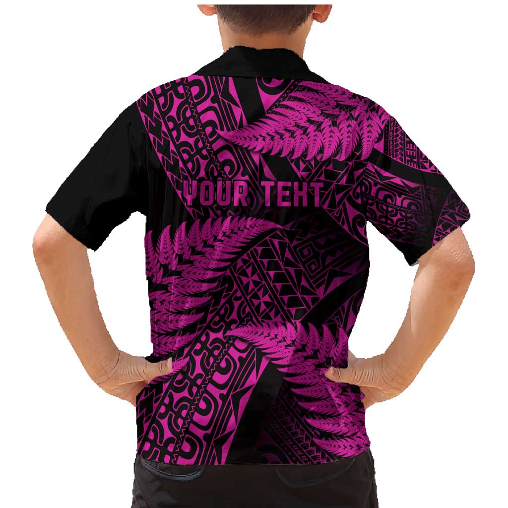 New Zealand Rugby Pacific Personalised Family Matching Mermaid Dress and Hawaiian Shirt All Pink Maori Pasifika Fern Pattern LT9 - Polynesian Pride