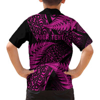 New Zealand Rugby Pacific Personalised Family Matching Puletasi and Hawaiian Shirt All Pink Maori Pasifika Fern Pattern LT9 - Polynesian Pride