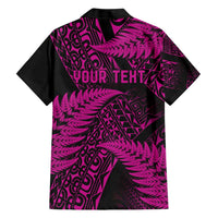 New Zealand Rugby Pacific Personalised Family Matching Short Sleeve Bodycon Dress and Hawaiian Shirt All Pink Maori Pasifika Fern Pattern LT9 - Polynesian Pride