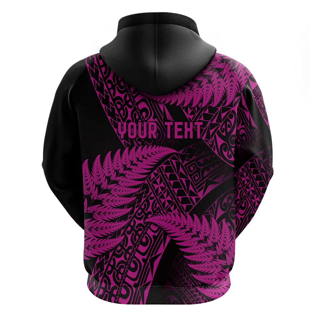 New Zealand Rugby Pacific Personalised Hoodie All Pink Maori Pasifika Fern Pattern