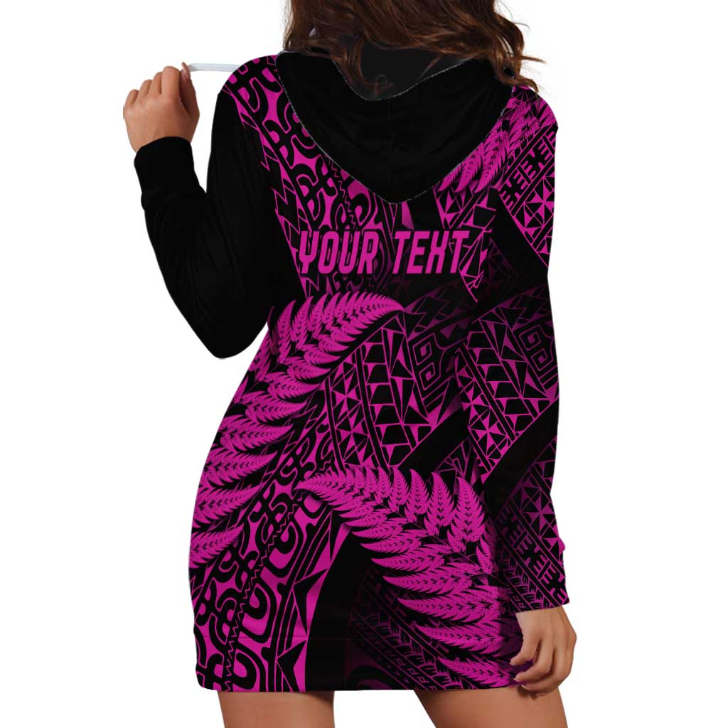 New Zealand Rugby Pacific Personalised Hoodie Dress All Pink Maori Pasifika Fern Pattern
