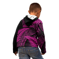 New Zealand Rugby Pacific Personalised Kid Hoodie All Pink Maori Pasifika Fern Pattern