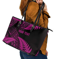 New Zealand Rugby Pacific Personalised Leather Tote Bag All Pink Maori Pasifika Fern Pattern LT9 - Polynesian Pride