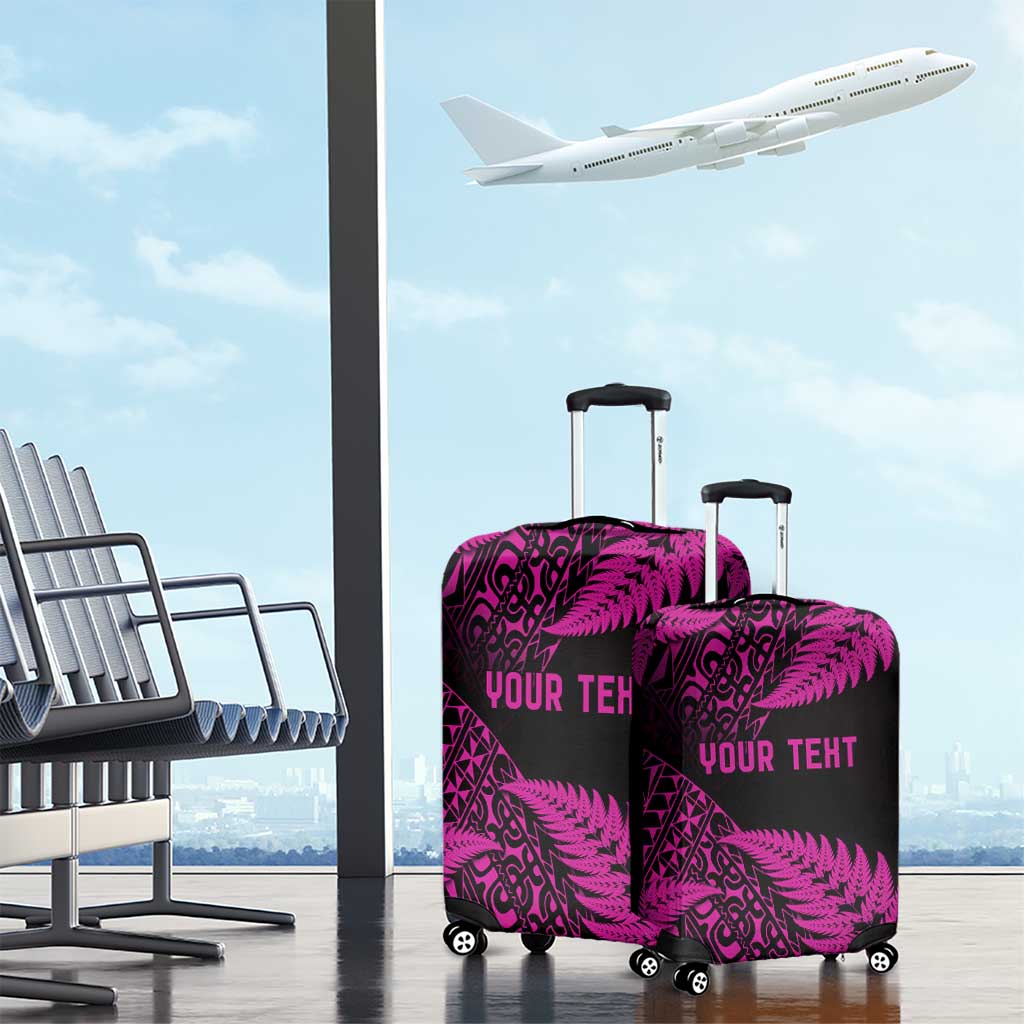 New Zealand Rugby Pacific Personalised Luggage Cover All Pink Maori Pasifika Fern Pattern
