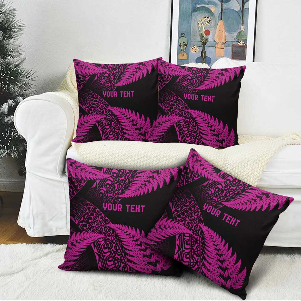 New Zealand Rugby Pacific Personalised Pillow Cover All Pink Maori Pasifika Fern Pattern - Polynesian Pride