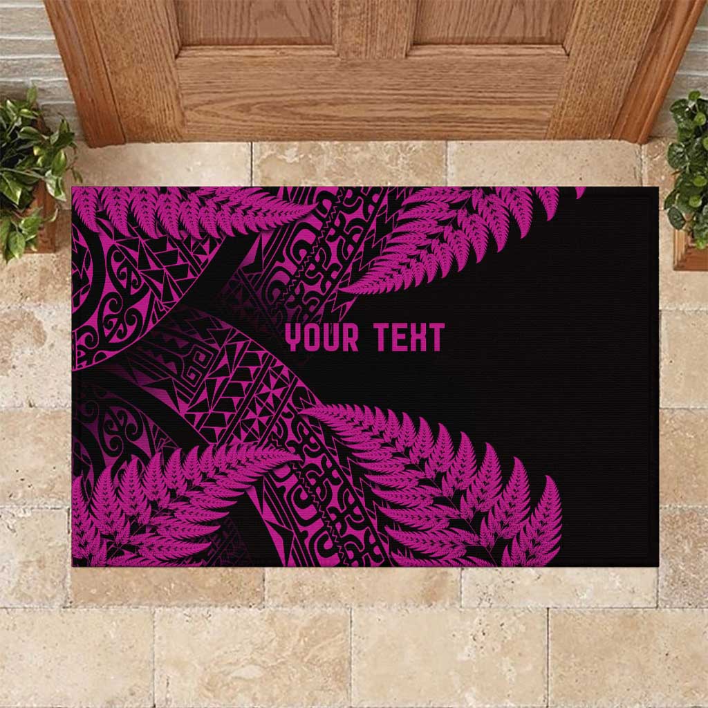 New Zealand Rugby Pacific Personalised Rubber Doormat All Pink Maori Pasifika Fern Pattern LT9 Pink - Polynesian Pride