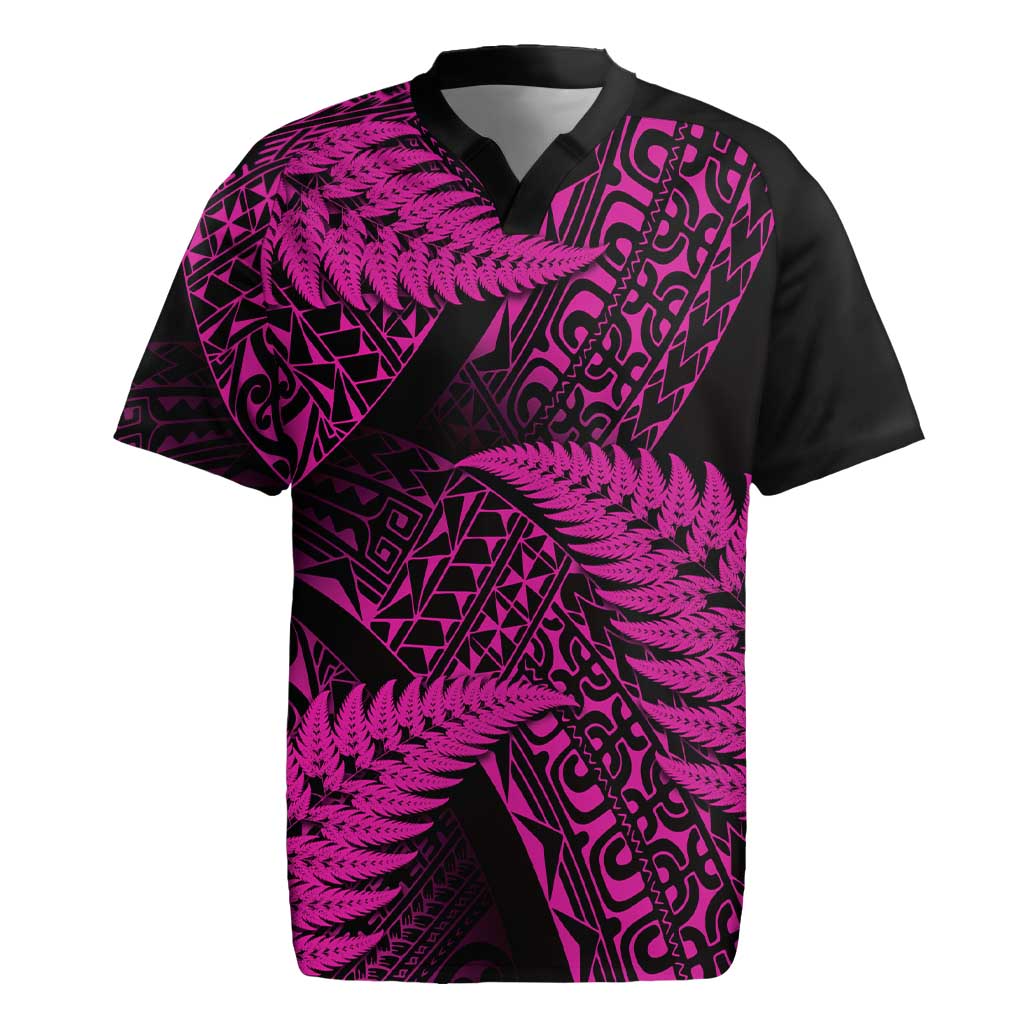 New Zealand Rugby Pacific Personalised Rugby Jersey All Pink Maori Pasifika Fern Pattern LT9 Pink - Polynesian Pride