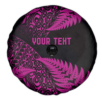 New Zealand Rugby Pacific Personalised Spare Tire Cover All Pink Maori Pasifika Fern Pattern