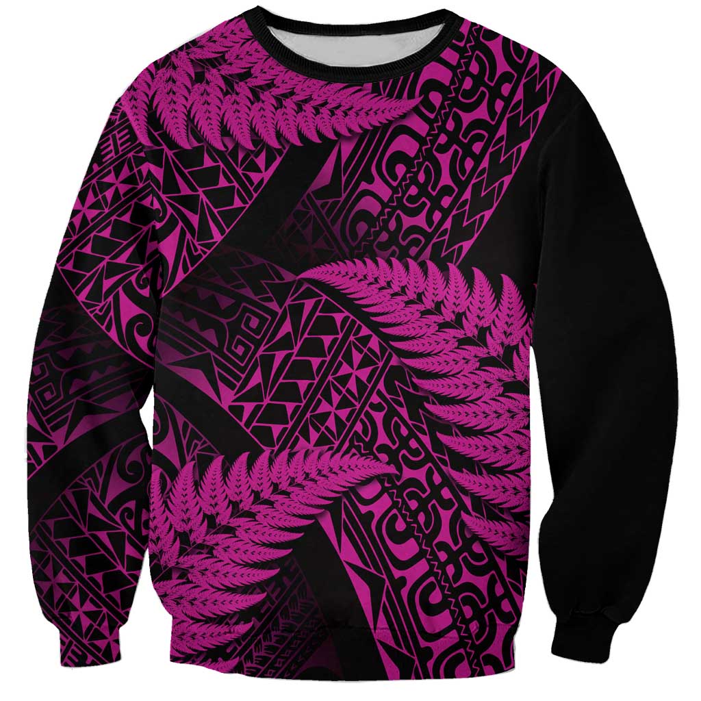 New Zealand Rugby Pacific Personalised Sweatshirt All Pink Maori Pasifika Fern Pattern LT9 Unisex Pink - Polynesian Pride