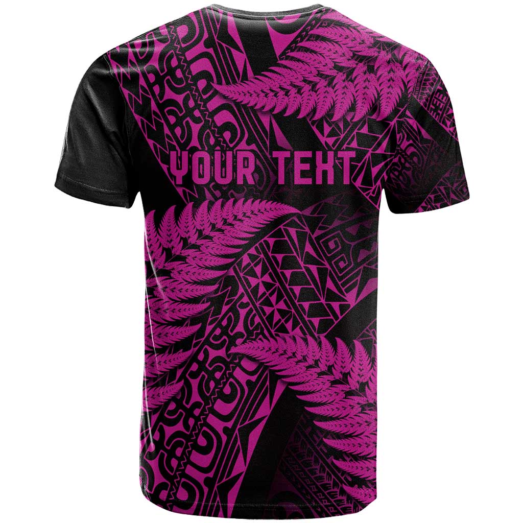 New Zealand Rugby Pacific Personalised T Shirt All Pink Maori Pasifika Fern Pattern LT9 - Polynesian Pride