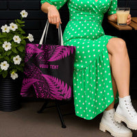 New Zealand Rugby Pacific Personalised Tote Bag All Pink Maori Pasifika Fern Pattern - Polynesian Pride