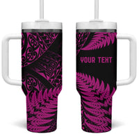 New Zealand Rugby Pacific Personalised Tumbler With Handle All Pink Maori Pasifika Fern Pattern LT9 One Size: 40 oz Pink - Polynesian Pride