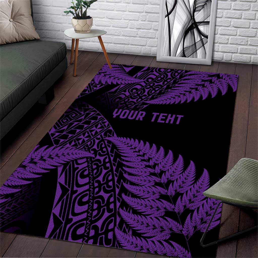 New Zealand Rugby Pacific Personalised Area Rug All Purple Maori Pasifika Fern Pattern LT9 Purple - Polynesian Pride