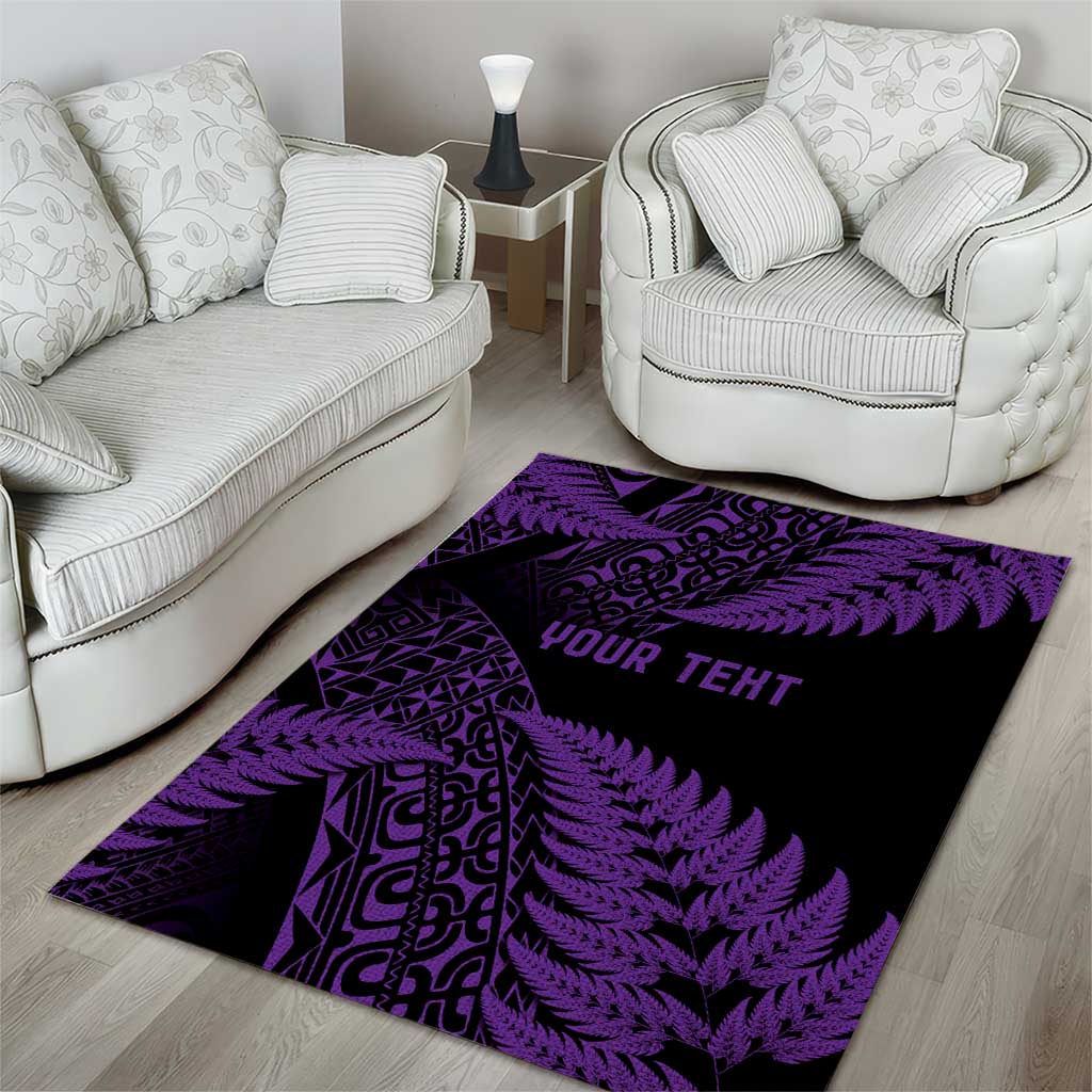 New Zealand Rugby Pacific Personalised Area Rug All Purple Maori Pasifika Fern Pattern LT9 - Polynesian Pride
