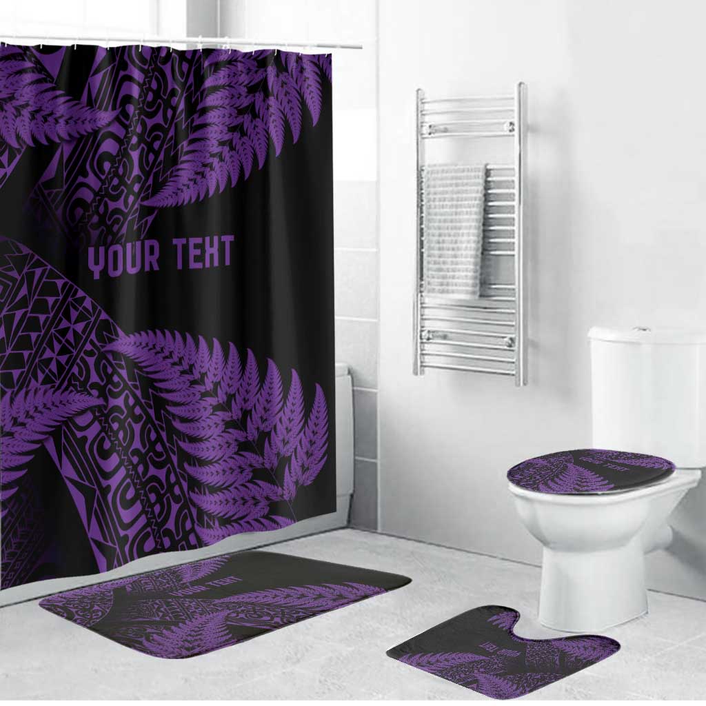 New Zealand Rugby Pacific Personalised Bathroom Set All Purple Maori Pasifika Fern Pattern - Polynesian Pride