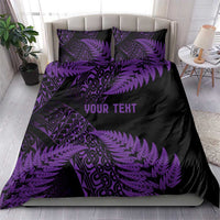 New Zealand Rugby Pacific Personalised Bedding Set All Purple Maori Pasifika Fern Pattern