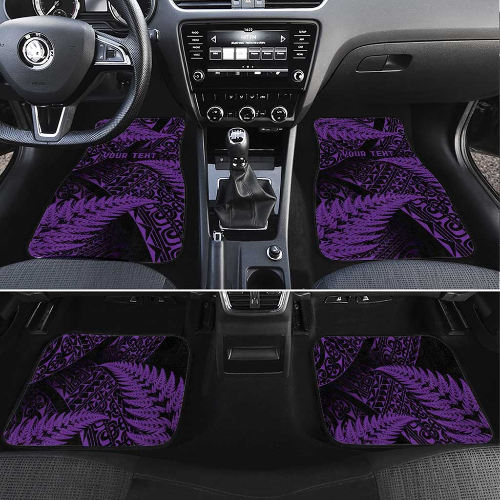 New Zealand Rugby Pacific Personalised Car Mats All Purple Maori Pasifika Fern Pattern LT9 Set 4pcs Purple - Polynesian Pride
