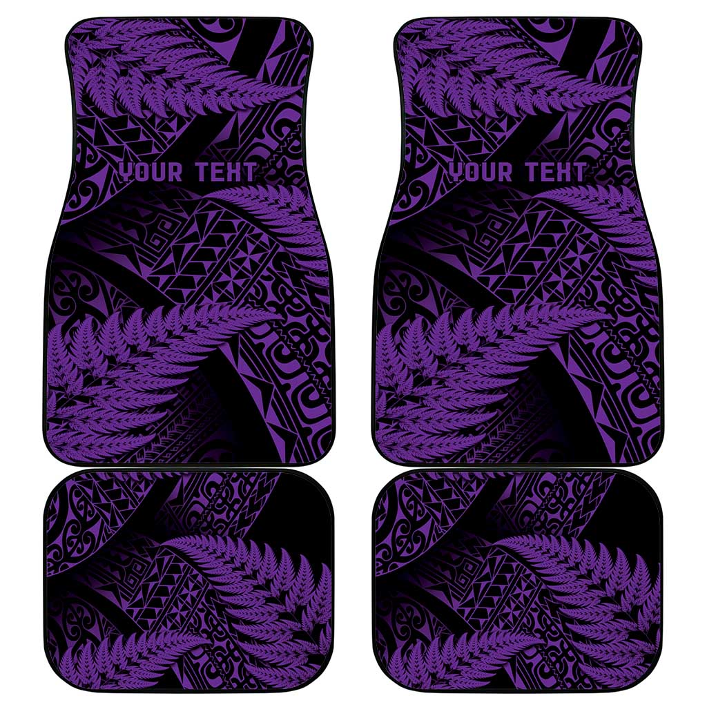 New Zealand Rugby Pacific Personalised Car Mats All Purple Maori Pasifika Fern Pattern LT9 - Polynesian Pride