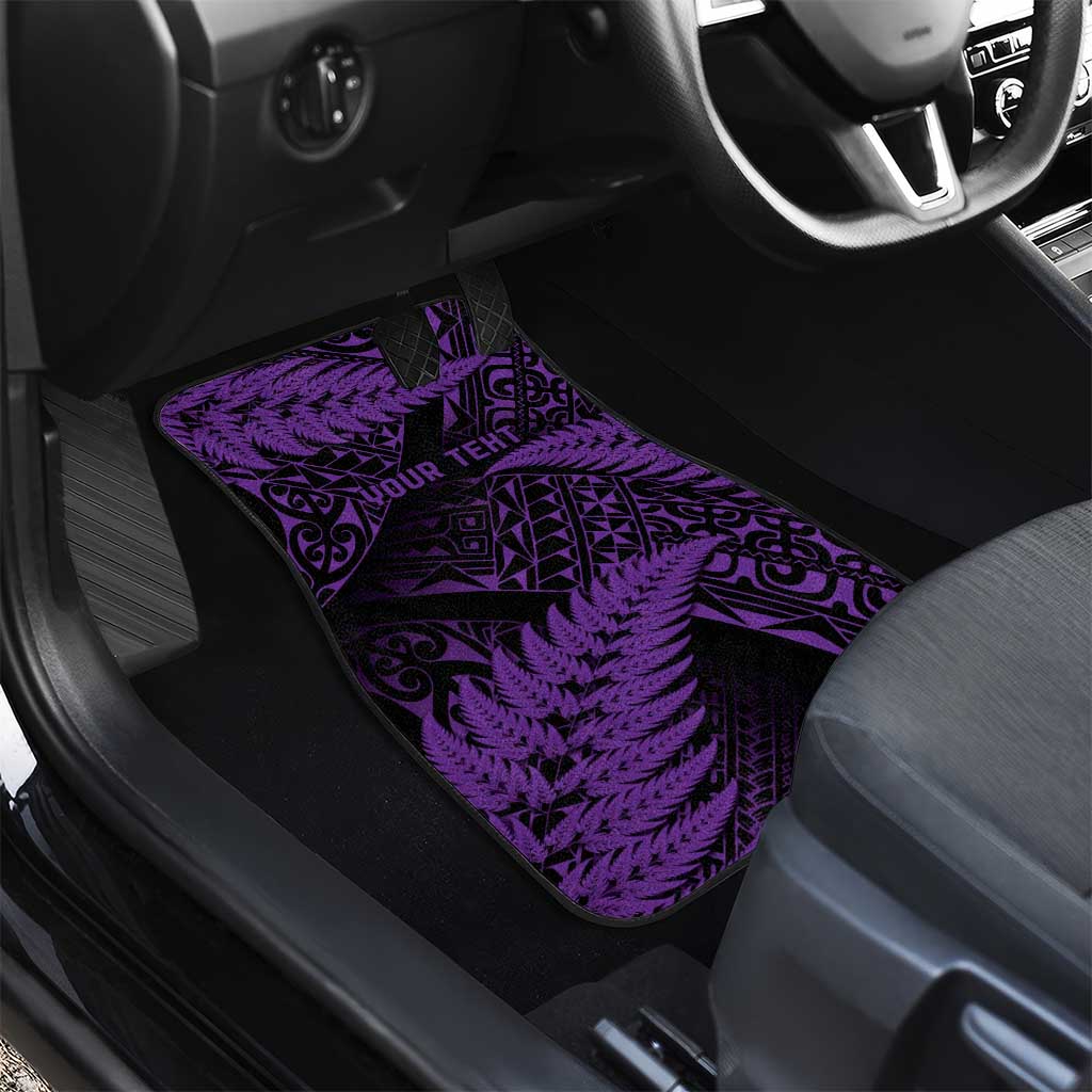 New Zealand Rugby Pacific Personalised Car Mats All Purple Maori Pasifika Fern Pattern LT9 - Polynesian Pride