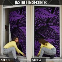New Zealand Rugby Pacific Personalised Door Cover All Purple Maori Pasifika Fern Pattern - Polynesian Pride