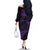 New Zealand Rugby Pacific Personalised Family Matching Off The Shoulder Long Sleeve Dress and Hawaiian Shirt All Purple Maori Pasifika Fern Pattern