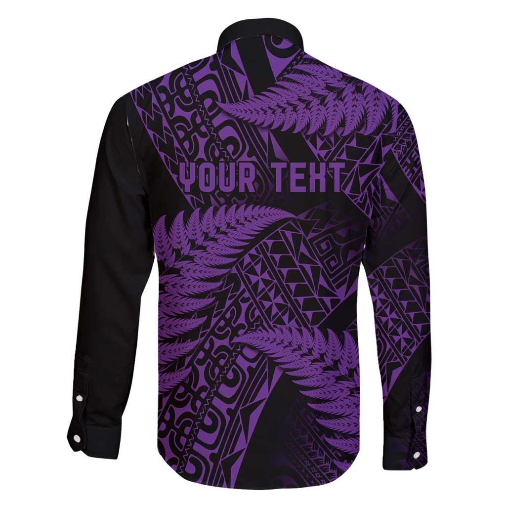New Zealand Rugby Pacific Personalised Family Matching Off Shoulder Short Dress and Hawaiian Shirt All Purple Maori Pasifika Fern Pattern LT9 - Polynesian Pride