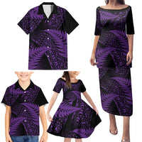 New Zealand Rugby Pacific Personalised Family Matching Puletasi and Hawaiian Shirt All Purple Maori Pasifika Fern Pattern LT9 - Polynesian Pride