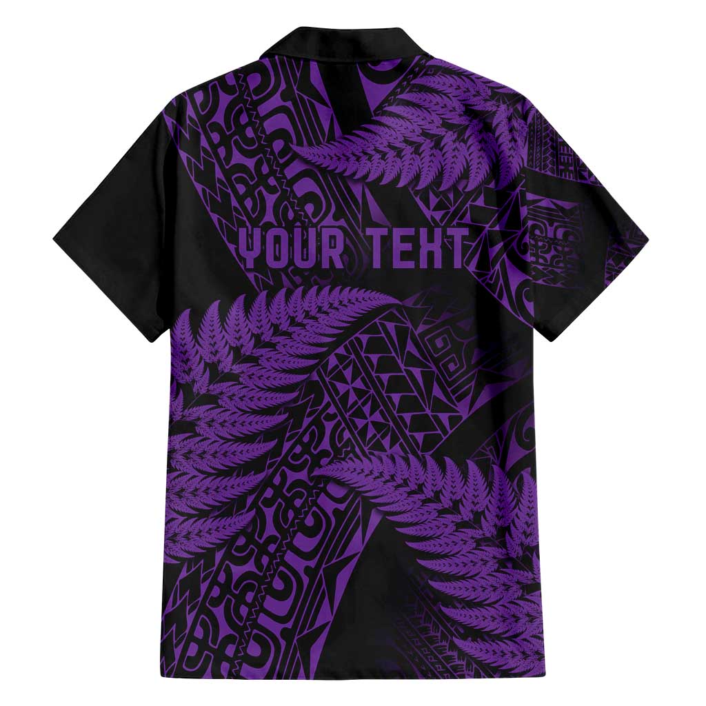 New Zealand Rugby Pacific Personalised Family Matching Puletasi and Hawaiian Shirt All Purple Maori Pasifika Fern Pattern LT9 - Polynesian Pride
