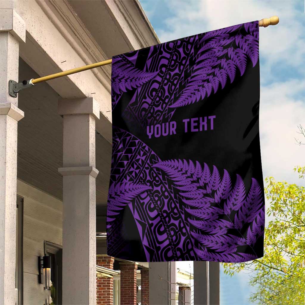 New Zealand Rugby Pacific Personalised Garden Flag All Purple Maori Pasifika Fern Pattern