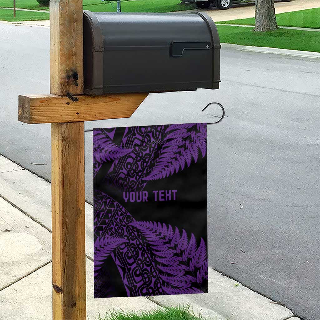 New Zealand Rugby Pacific Personalised Garden Flag All Purple Maori Pasifika Fern Pattern
