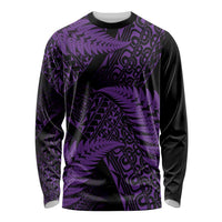 New Zealand Rugby Pacific Personalised Long Sleeve Shirt All Purple Maori Pasifika Fern Pattern LT9 Unisex Purple - Polynesian Pride