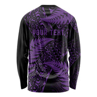 New Zealand Rugby Pacific Personalised Long Sleeve Shirt All Purple Maori Pasifika Fern Pattern LT9 - Polynesian Pride