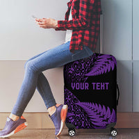 New Zealand Rugby Pacific Personalised Luggage Cover All Purple Maori Pasifika Fern Pattern