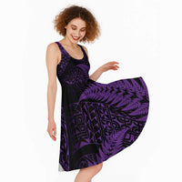 New Zealand Rugby Pacific Personalised Midi Dress All Purple Maori Pasifika Fern Pattern LT9 - Polynesian Pride