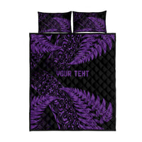 New Zealand Rugby Pacific Personalised Quilt Bed Set All Purple Maori Pasifika Fern Pattern