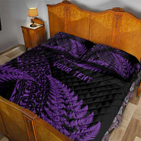 New Zealand Rugby Pacific Personalised Quilt Bed Set All Purple Maori Pasifika Fern Pattern