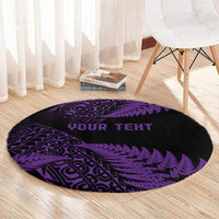 New Zealand Rugby Pacific Personalised Round Carpet All Purple Maori Pasifika Fern Pattern