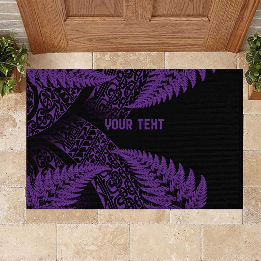 New Zealand Rugby Pacific Personalised Rubber Doormat All Purple Maori Pasifika Fern Pattern LT9 Purple - Polynesian Pride