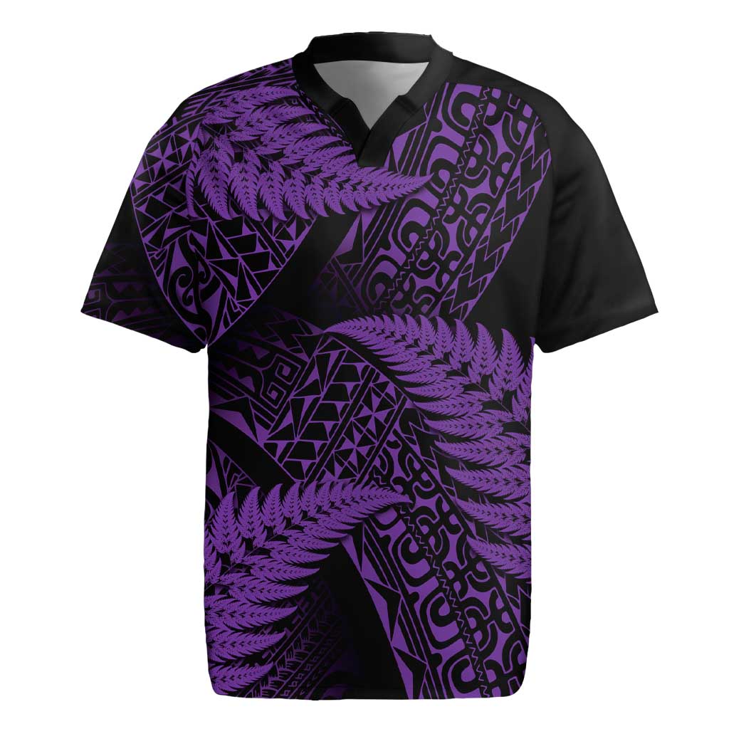 New Zealand Rugby Pacific Personalised Rugby Jersey All Purple Maori Pasifika Fern Pattern LT9 Purple - Polynesian Pride