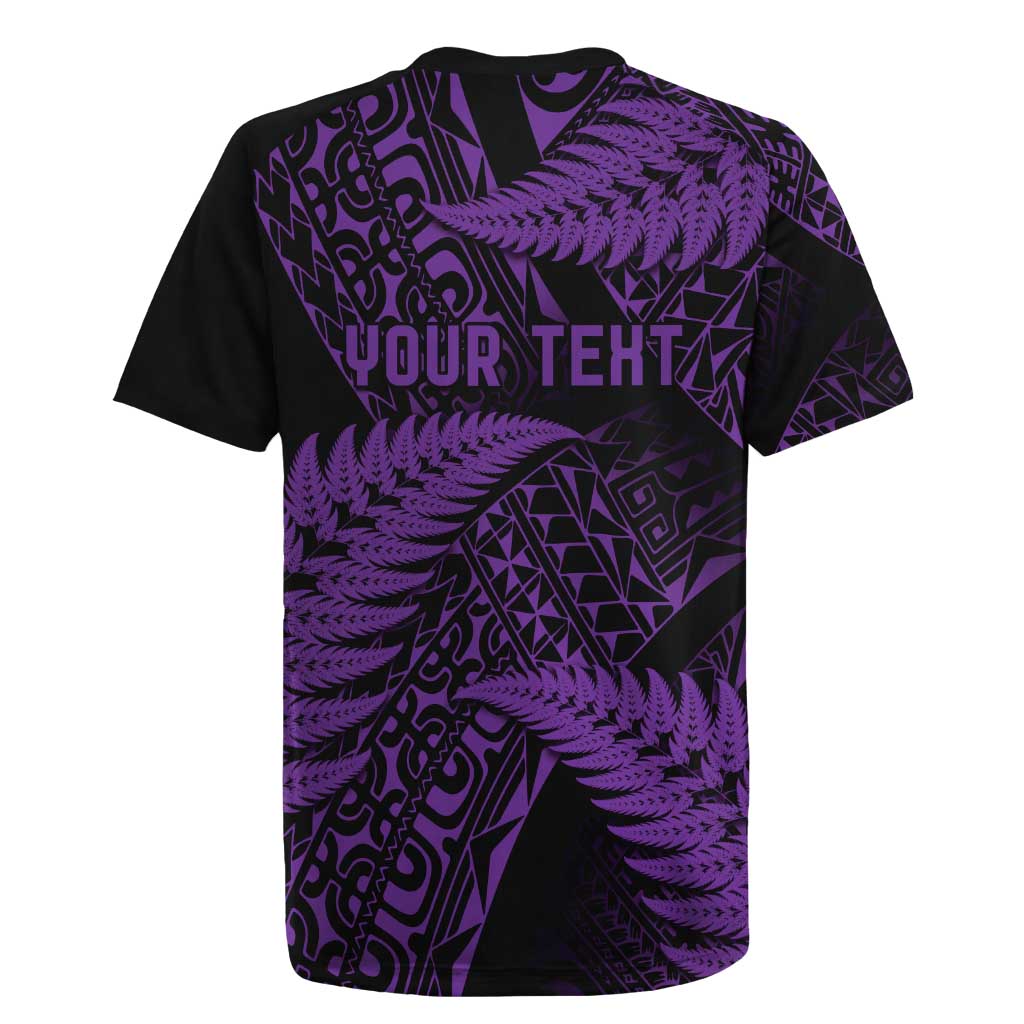 New Zealand Rugby Pacific Personalised Rugby Jersey All Purple Maori Pasifika Fern Pattern LT9 - Polynesian Pride