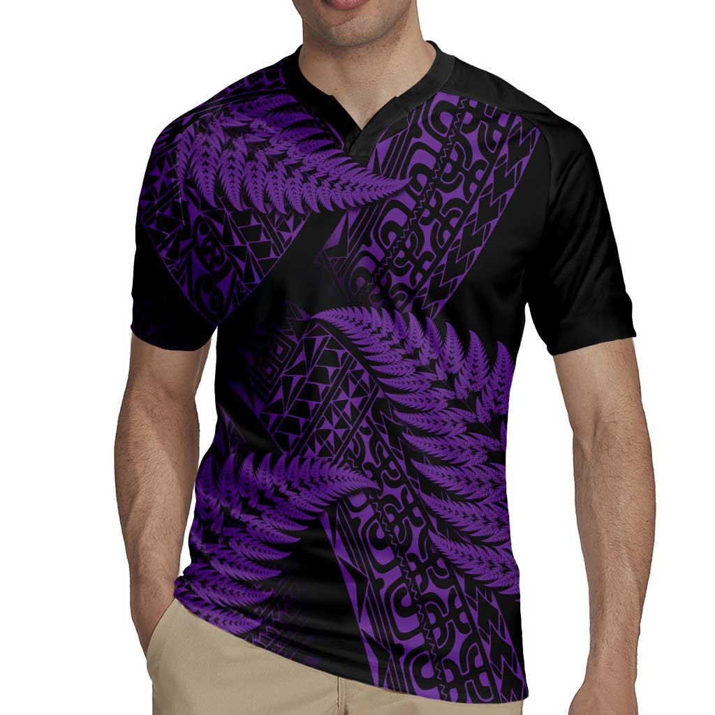 New Zealand Rugby Pacific Personalised Rugby Jersey All Purple Maori Pasifika Fern Pattern LT9 - Polynesian Pride