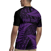 New Zealand Rugby Pacific Personalised Rugby Jersey All Purple Maori Pasifika Fern Pattern LT9 - Polynesian Pride
