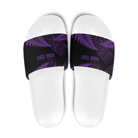 New Zealand Rugby Pacific Personalised Slide Sandals All Purple Maori Pasifika Fern Pattern LT9 Purple - Polynesian Pride