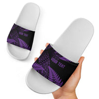 New Zealand Rugby Pacific Personalised Slide Sandals All Purple Maori Pasifika Fern Pattern LT9 - Polynesian Pride