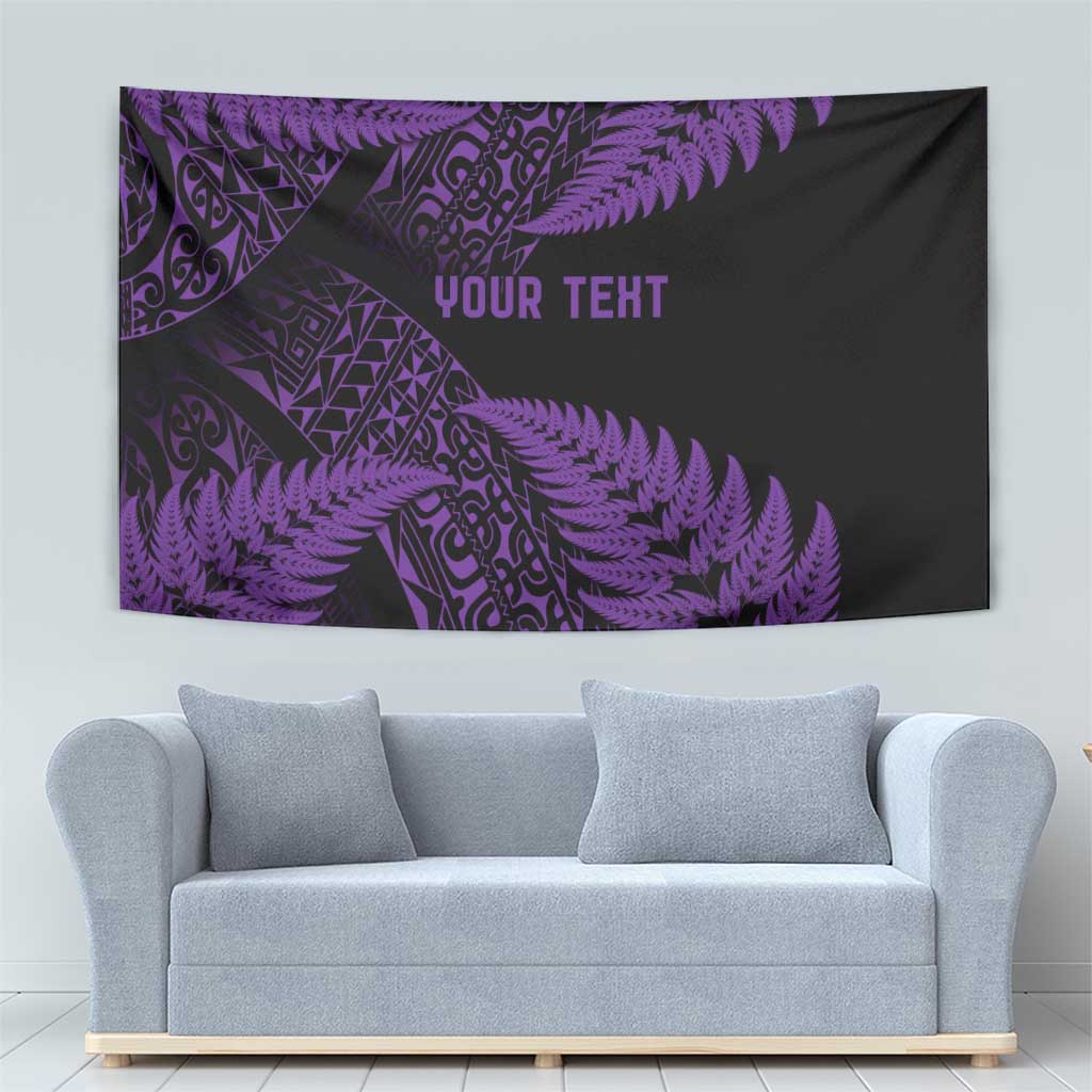 New Zealand Rugby Pacific Personalised Tapestry All Purple Maori Pasifika Fern Pattern