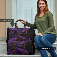 New Zealand Rugby Pacific Personalised Travel Bag All Purple Maori Pasifika Fern Pattern - Polynesian Pride