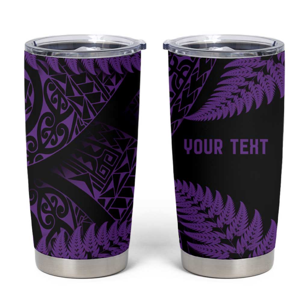 New Zealand Rugby Pacific Personalised Tumbler Cup All Purple Maori Pasifika Fern Pattern LT9 Purple - Polynesian Pride